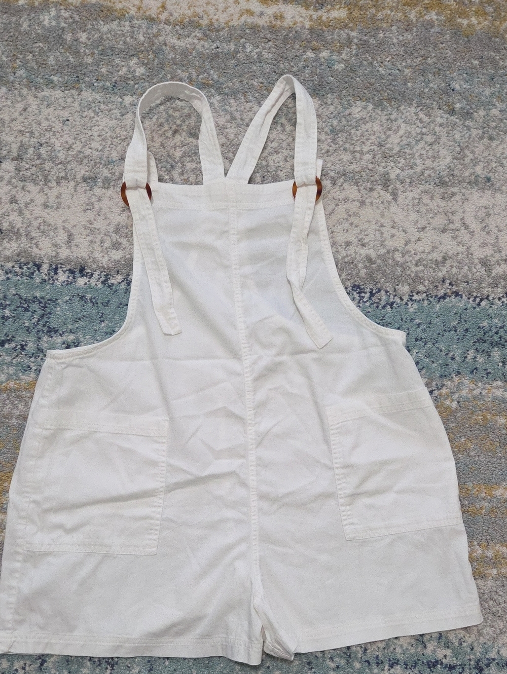 White Cotton Short Overalls Swim Coverup